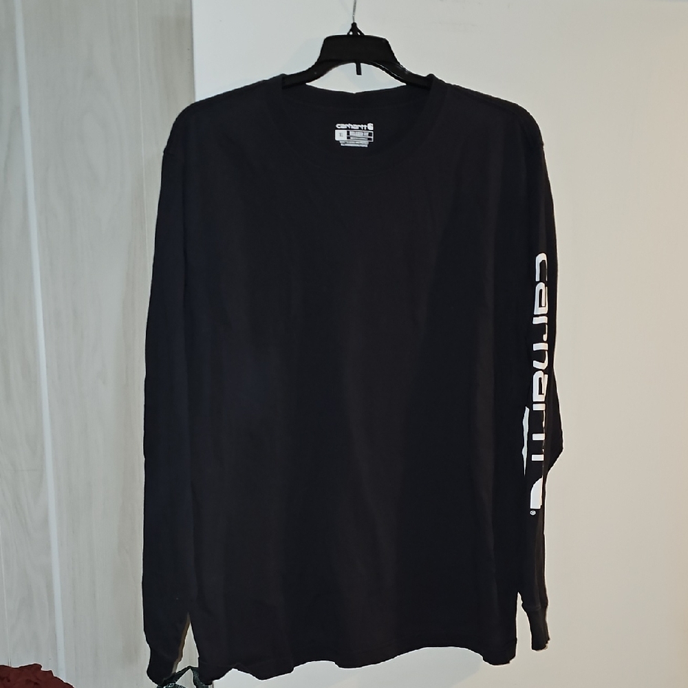 Carhartt Men's Black Long Sleeve Tee with White Logo